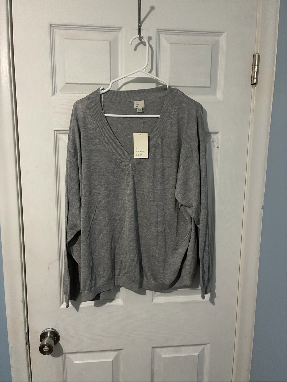 a new day Heather Gray V-Neck Women's Sweater